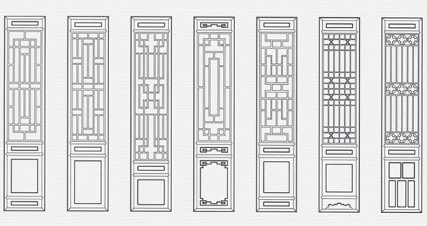 冷水滩常用中式仿古花窗图案隔断设计图